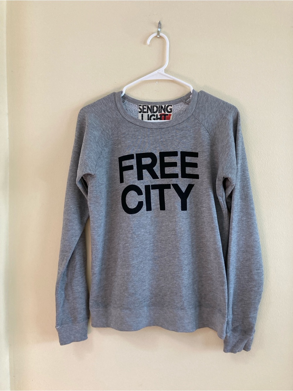 freecity Gray Crewneck Sweatshirt with Black FREE CITY Print
